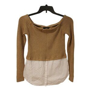 Forever 21 Faux Layered Sweater/ White Button Down Size Medium